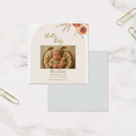 Cream Pastel Torkade blommor Hej Baby Fyrkantigt Visitkort