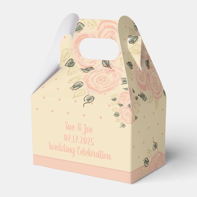 Cream Peach och Rosa Polka Dot Artsy Presentaskar (Framsidan Sidan)