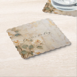 Cream Peach Ro Bröllop Underlägg Papper