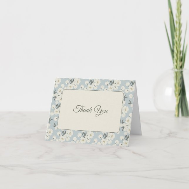Cream Peony Boarder Text Card Tack Kort (Framsida)