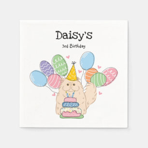 Cream Persian Cat Långhårig Birthday Papper Napkin Pappersservett