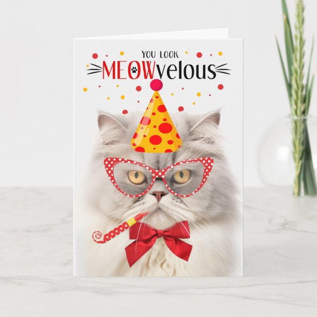 Cream Persian Cat MEOWvelous Birthday Kort (Framsida)