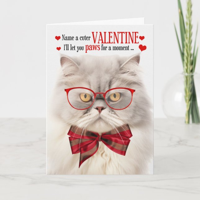 Cream Persian Cat Valentine Kattdjur Humor Helgkort (Framsida)