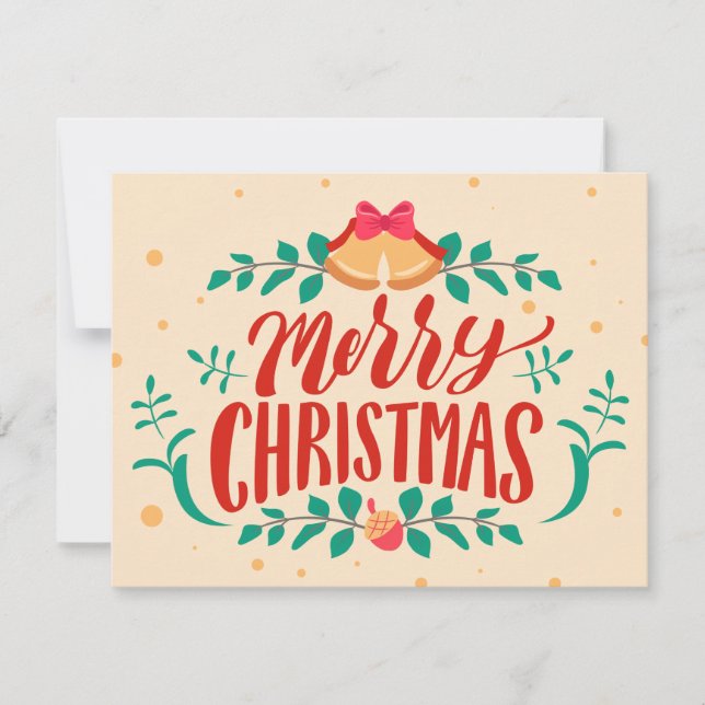 Cream Persian Grönt God jul Helgdag Card Julkort (Framsida)