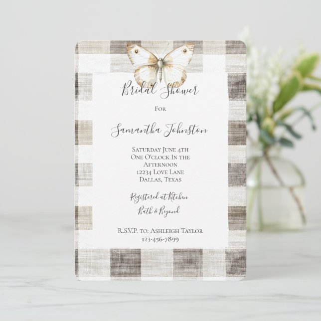 Cream Play Rand Butterfly Möhippa Inbjudningar (Stående Fram)