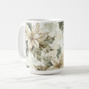 Cream Poinsettia Flowers Kaffemugg