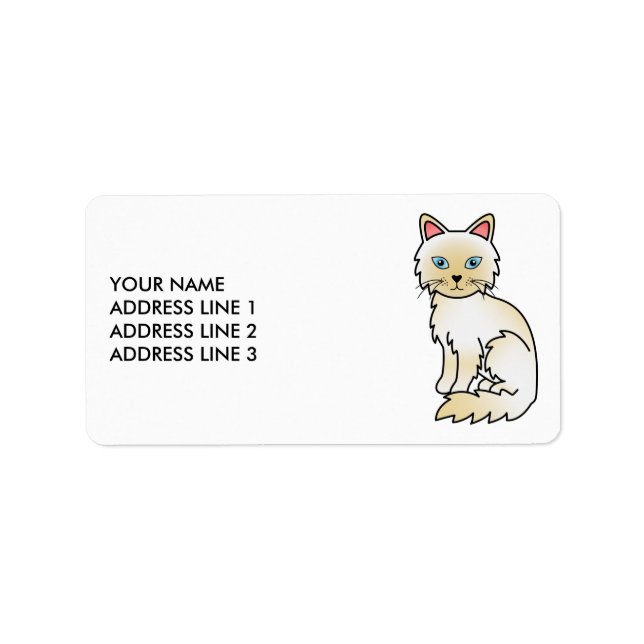 Cream Point Birman / Ragdoll Katt & Anpassad Text Adressetikett (Framsidan)