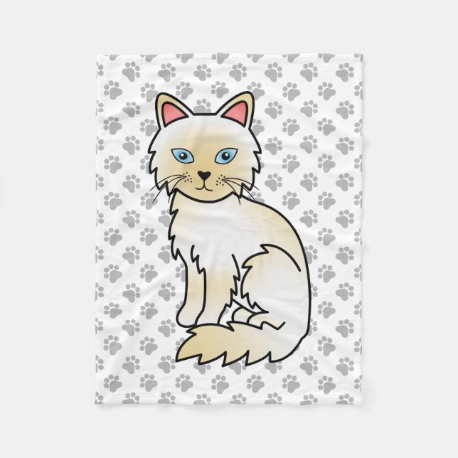 Cream Point Birman / Ragdoll Söt Katt & Tassar Fleecefilt (Framsidan)