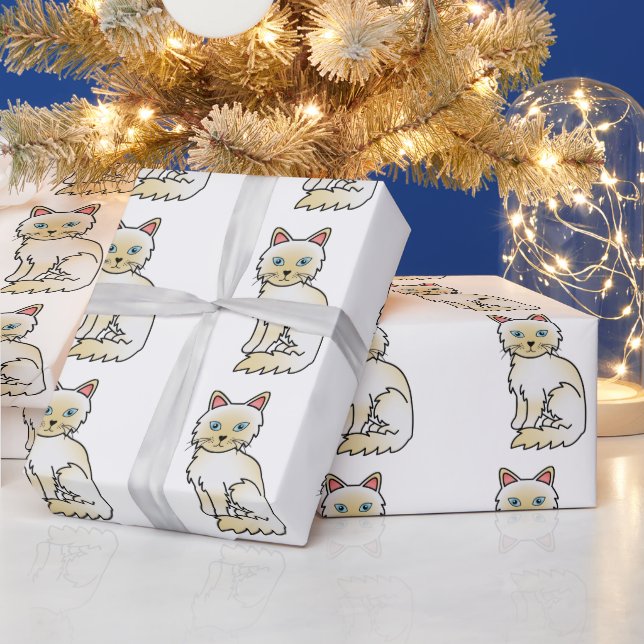 Cream Point Birman / Ragdoll Sött Kattmönster Presentpapper (Helgdagar)