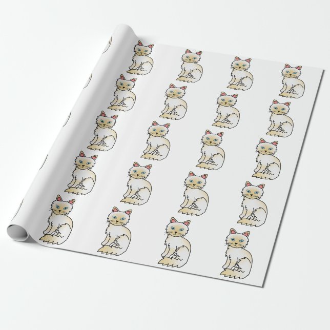 Cream Point Birman / Ragdoll Sött Kattmönster Presentpapper (Utrullad)