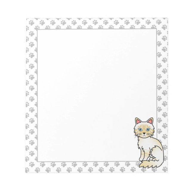 Cream Point Tabby Birman / Ragdoll Söt Katt & Tass Anteckningsblock (Framsida)