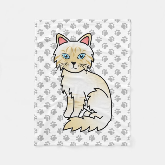 Cream Point Tabby Birman / Ragdoll Söt Katt & Tass Fleecefilt (Framsidan)