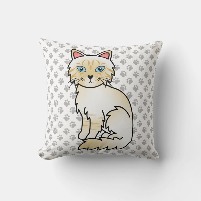 Cream Point Tabby Birman / Ragdoll Söt Katt & Tass Kudde (Framsida)