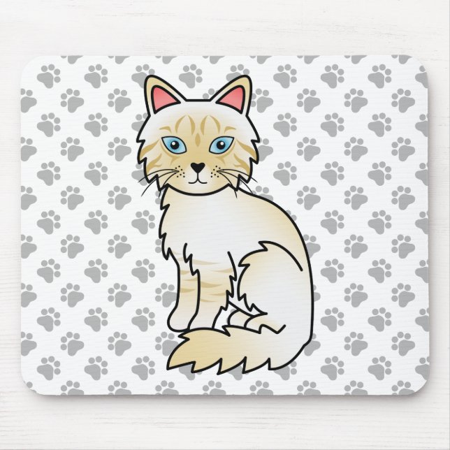 Cream Point Tabby Birman/Ragdoll Söt Katt & Tass Musmatta (Framsidan)