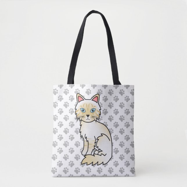Cream Point Tabby Birman / Ragdoll Söt Katt & Tass Tygkasse (Framsida)