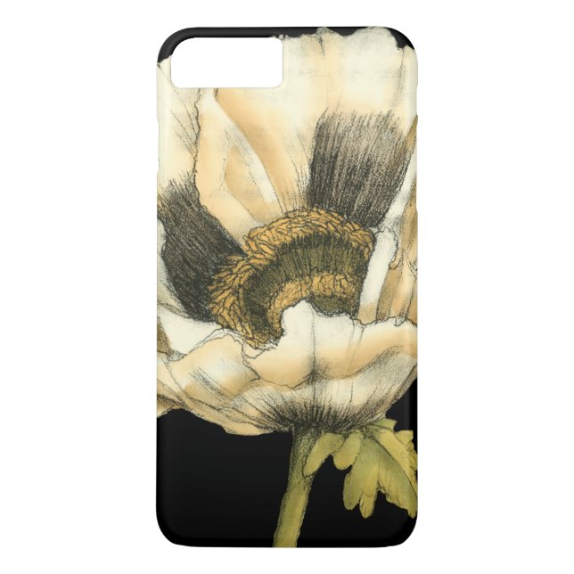 Cream Poppy Flower på svart bakgrund Case-Mate iPhone Skal (Baksida)