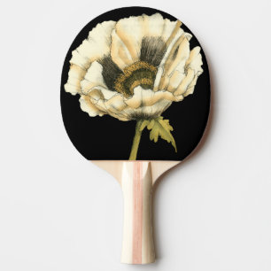 Cream Poppy Flower på svart bakgrund Pingisracket