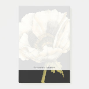 Cream Poppy Flower på svart bakgrund Post-it Block