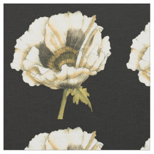 Cream Poppy Flower på svart bakgrund Tyg