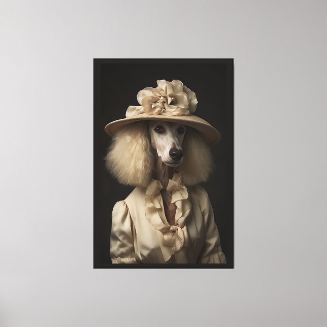Cream Pudel Flower Hat Canvastryck (Framsida)