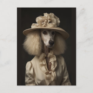 Cream Pudel Flower Hat Vykort