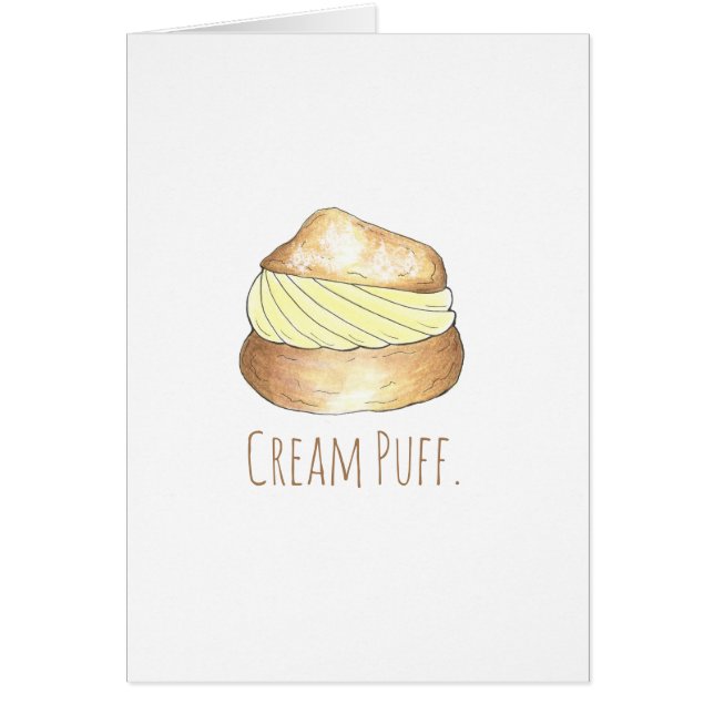 Cream Puff Puffs Creampuff Dessert Foodie Card Hälsningskort (Framsidan)
