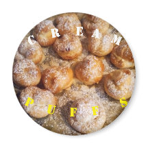 Cream Puffs Baking Kitchen Magnet Round