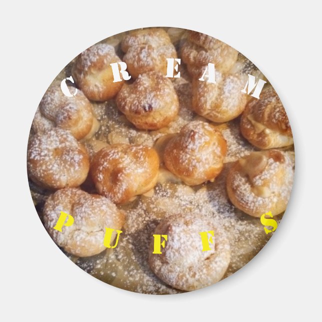 Cream Puffs Baking Kitchen Magnet Round (Framsidan)