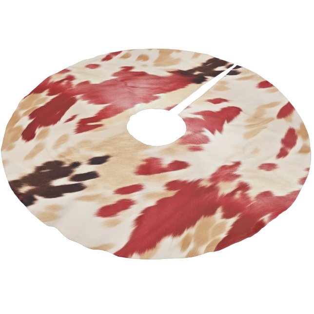 Cream Red Black Cowhide jul Julgransmatta Borstad Polyester (Vinklad)