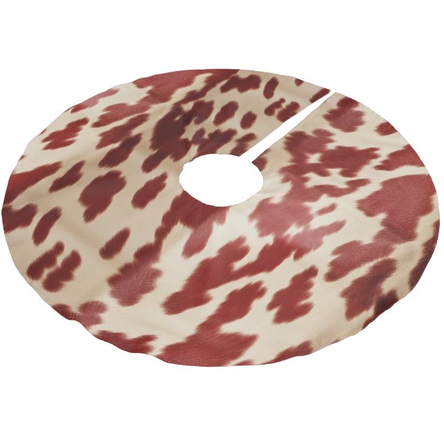 Cream Red Cowhide jul Julgransmatta Borstad Polyester (Vinklad)