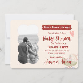Cream Red Grönt Modern Colorful Baby Shower Inbjudningar