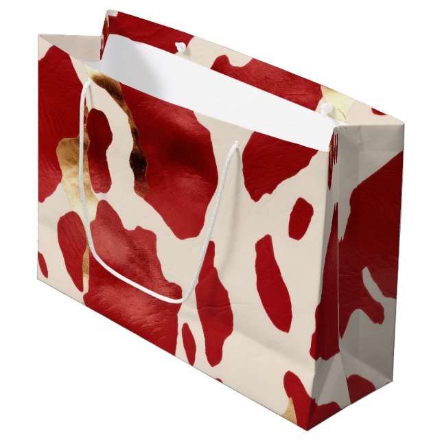 Cream Red Guld Western Cowhide Howdy (Framsidan Vinklad)