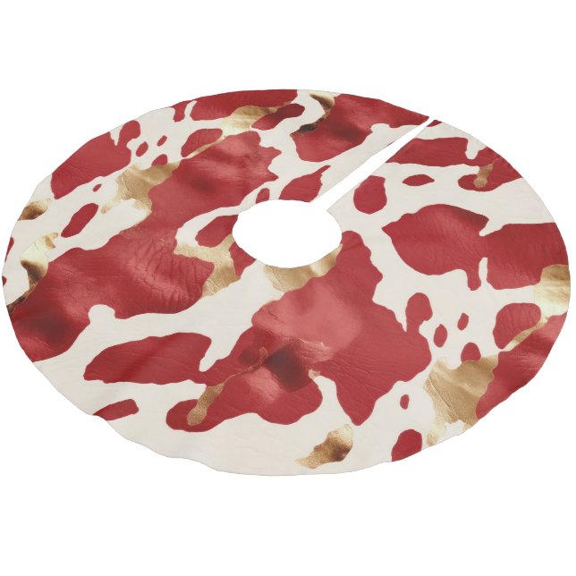 Cream Red Guld Western Cowhide Howdy Julgransmatta Borstad Polyester (Vinklad)