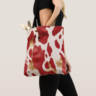 Cream Red Guld Western Cowhide Howdy Tygkasse