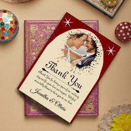 Cream & Red Modern Classic Wedding W Note Tack Kort