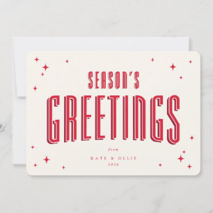 Cream+Red Season's Greetings Retro Stars Flat Julkort