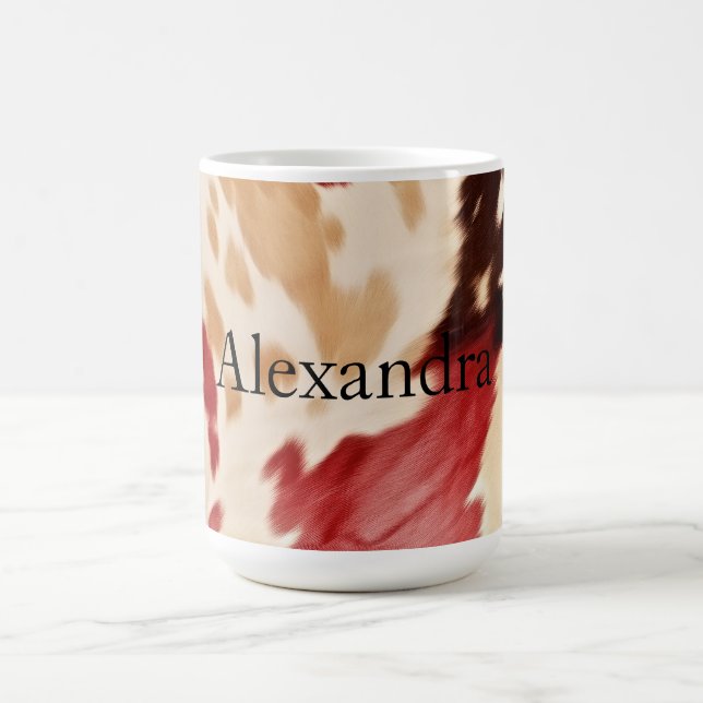 Cream Red Western Cowhide Personlig Namn Kaffemugg (Center)