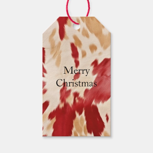 Cream Red Western Cowhide Personlig Namn Presentetikett (Framsidan)