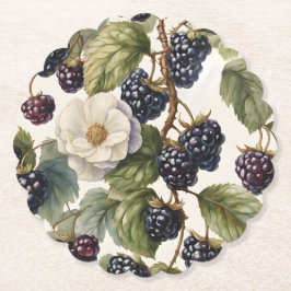 Cream Regal Elegance Blackberry & Blooms Underlägg Papper