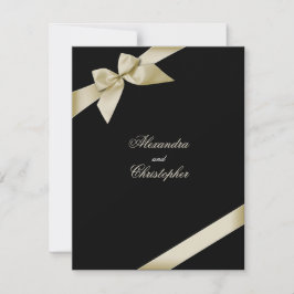 Cream Ribbon Bröllop-meddelande Inbjudningar