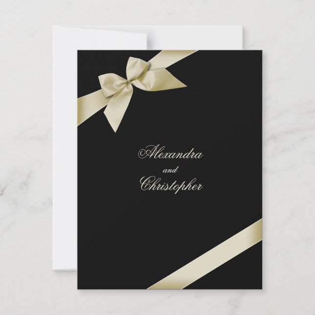 Cream Ribbon Bröllop-meddelande Inbjudningar (Framsida)
