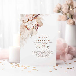 Cream Ro botaniska pampas Grass Boho Bröllop Inbjudningar
