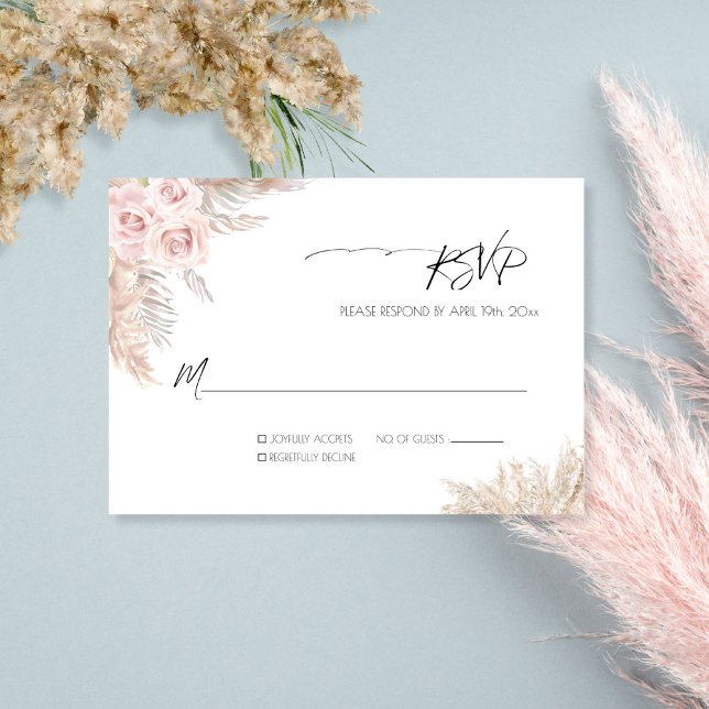 Cream Ro botaniska pampas Grass Boho Bröllop OSA Kort (Skapare uppladdad)