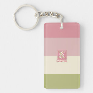 Cream Ro Grönt Färg Palette Rand Monogram