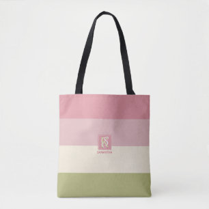 Cream Ro Grönt Färg Palette Rand Monogram Tygkasse