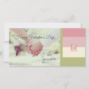 Cream Ro Grönt Romantic Palette Photo Monogram Julkort