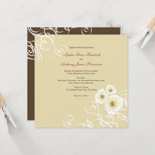 Cream Ro och Swirls Elegant Romantic Bröllop Inbjudningar