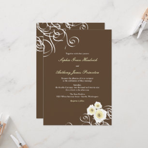 Cream Ro och Swirls Elegant Romantic Bröllop Inbjudningar