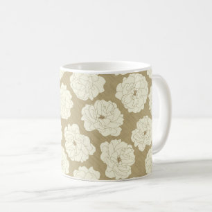 Cream Ro på Golden Beige - sömlöst mönster. Kaffemugg