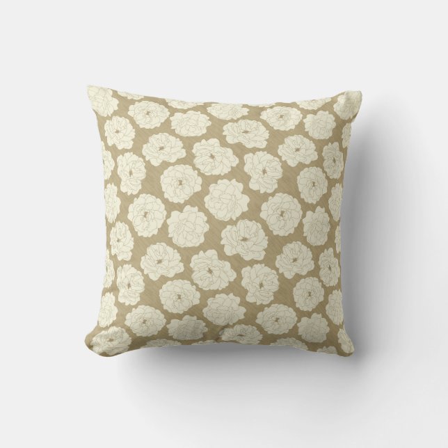 Cream Ro på Golden Beige - sömlöst mönster. Kudde (Framsida)